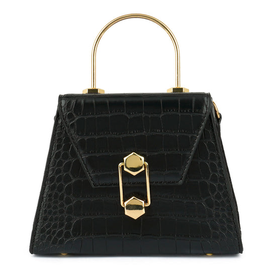 croc pu sling bag#color_black