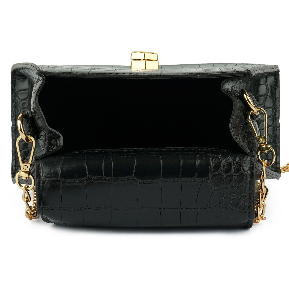 croc pu sling bag#color_black