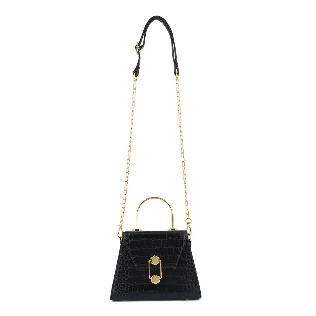 croc pu sling bag#color_black