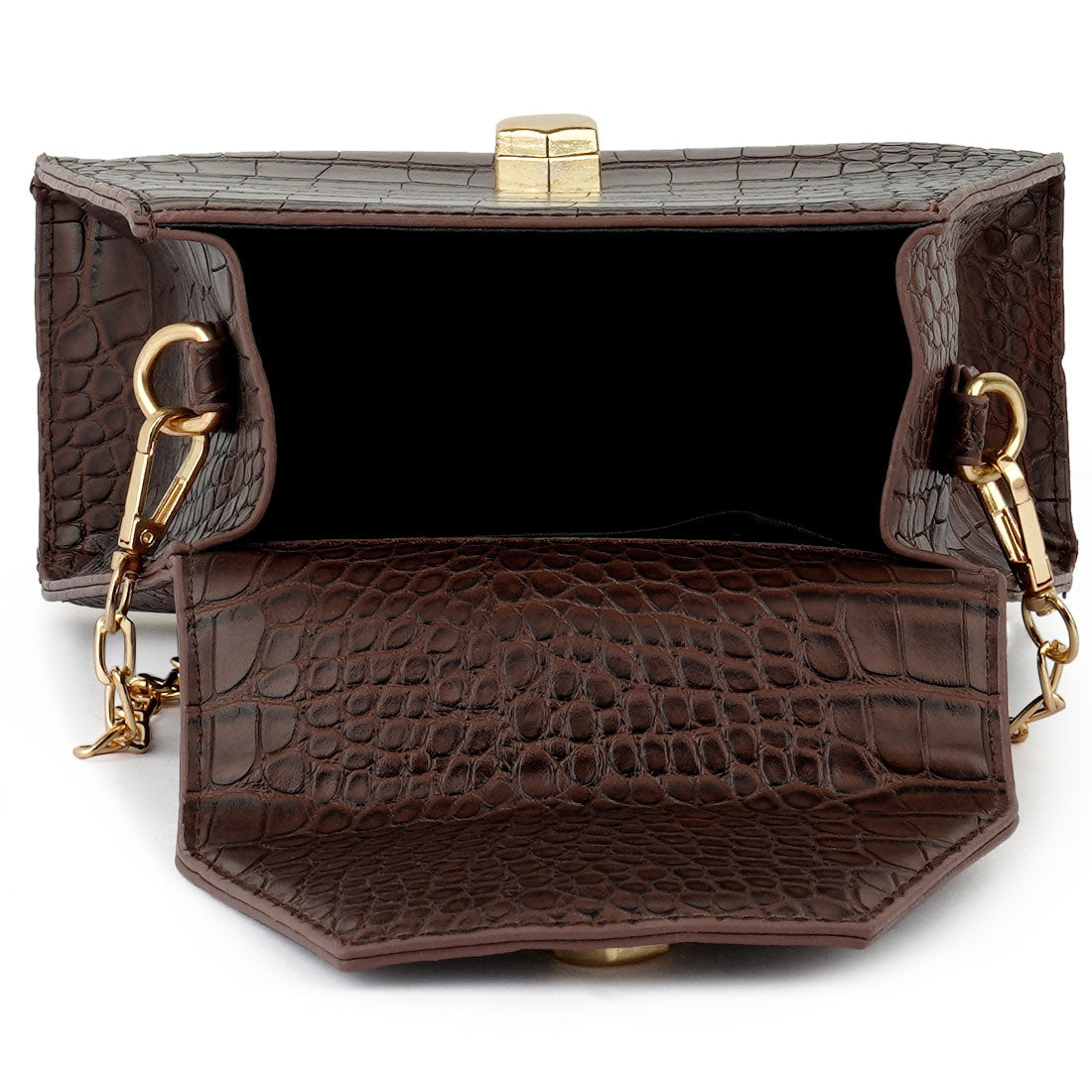 croc pu sling bag#color_brown