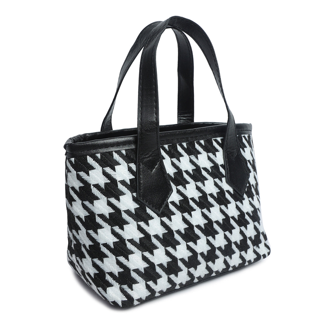 houndstooth pattern handbag#color_black