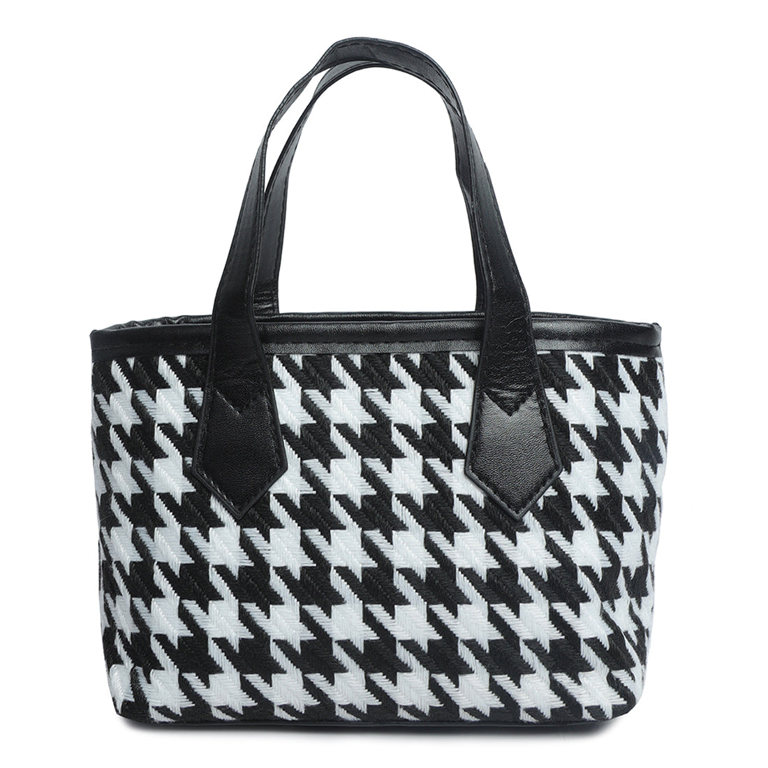 houndstooth pattern handbag#color_black