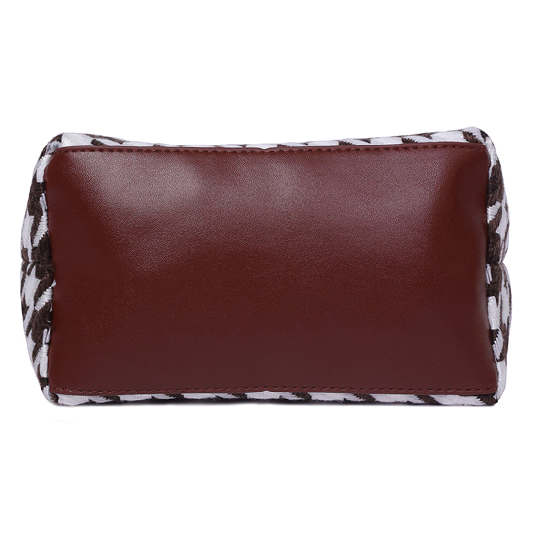 houndstooth pattern handbag#color_brown