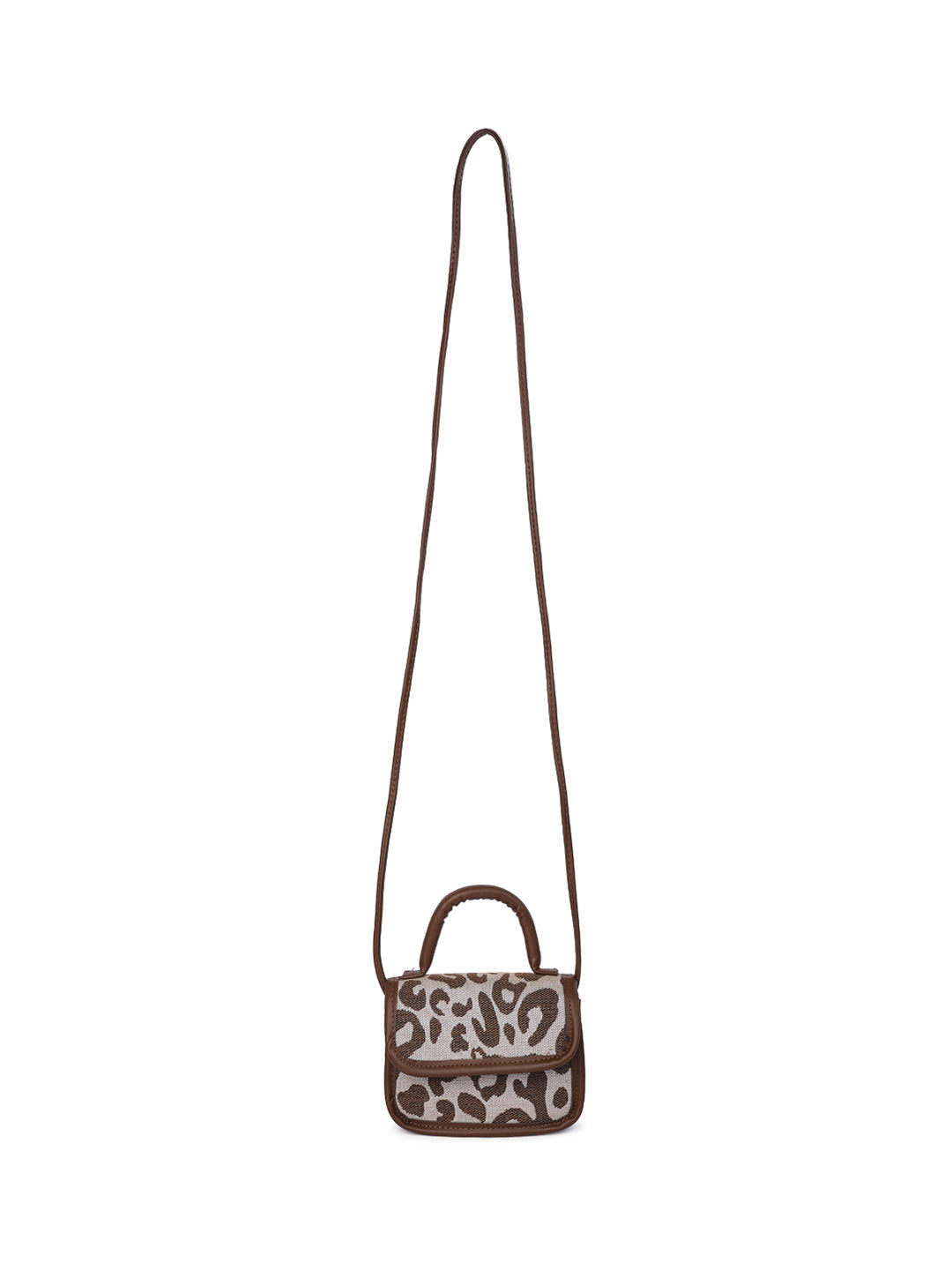 buffalo print sling bag#color_brown