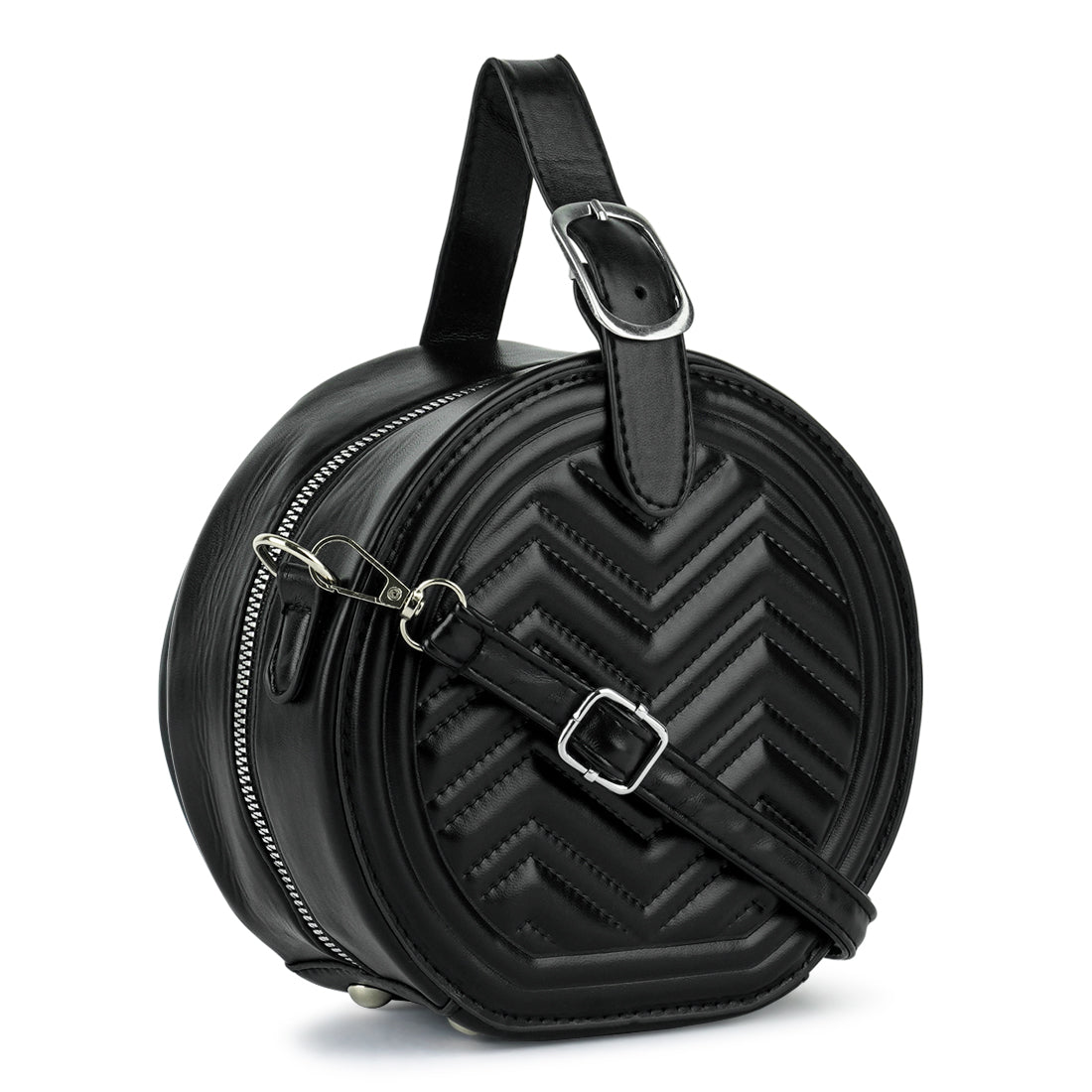 round quilted sling bag#color_black