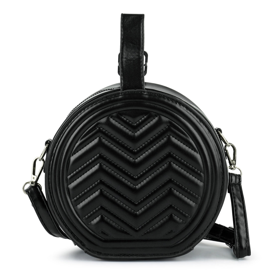 round quilted sling bag#color_black