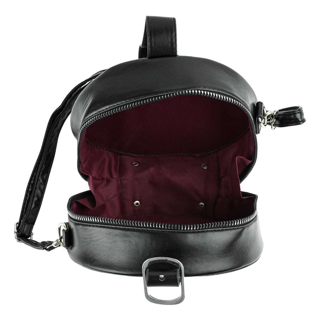 round quilted sling bag#color_black