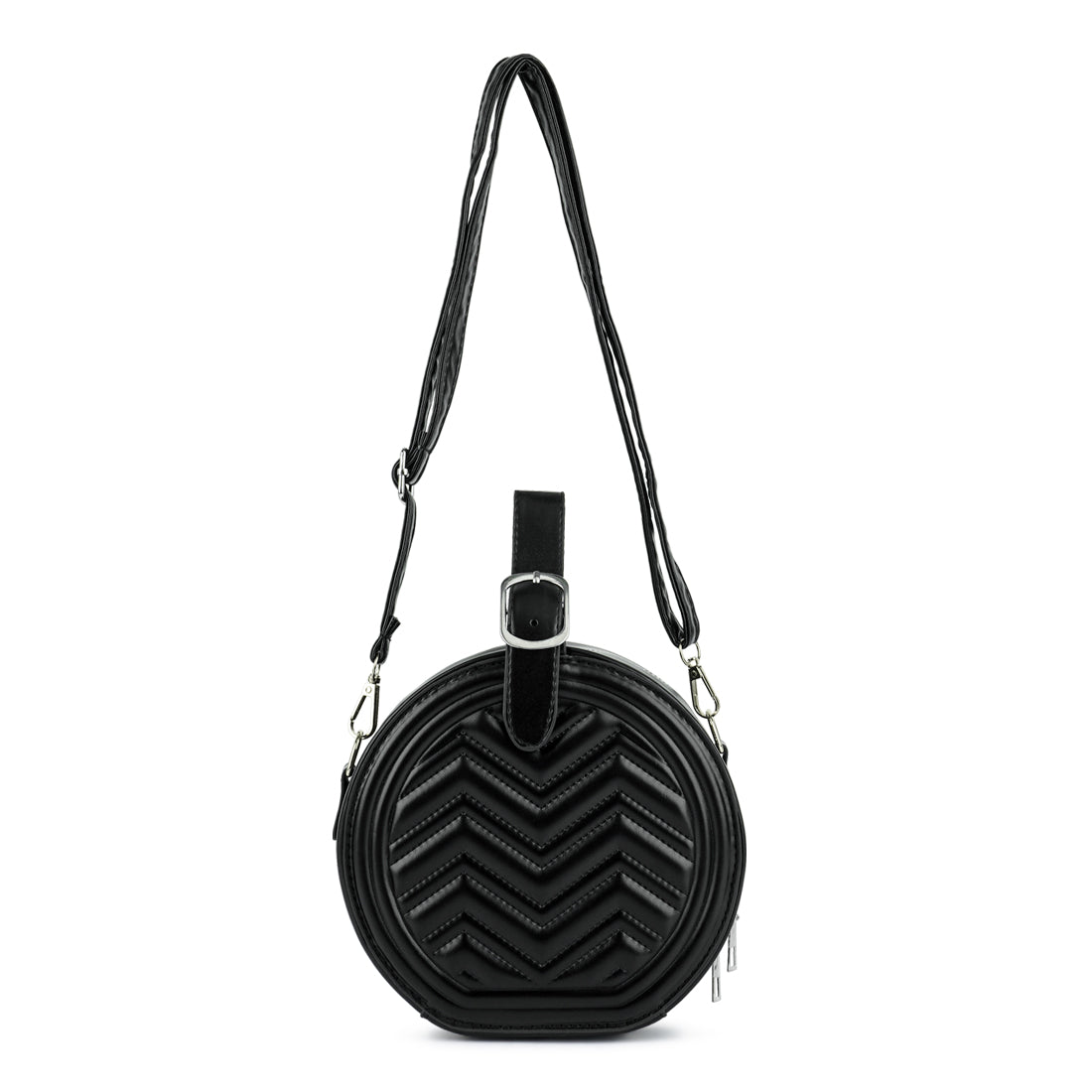 round quilted sling bag#color_black