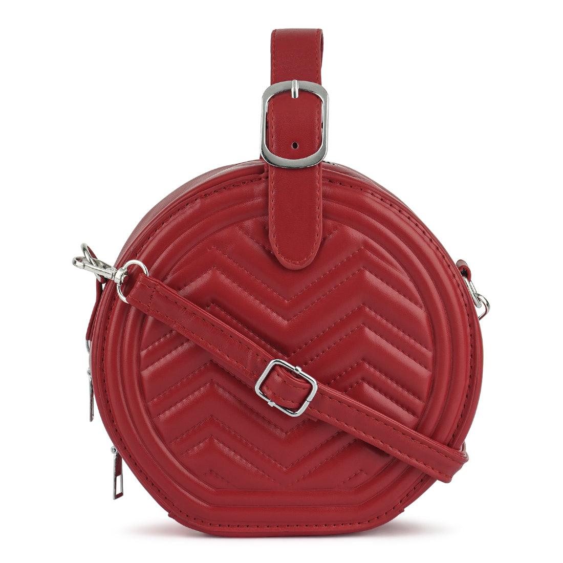 round quilted sling bag#color_red