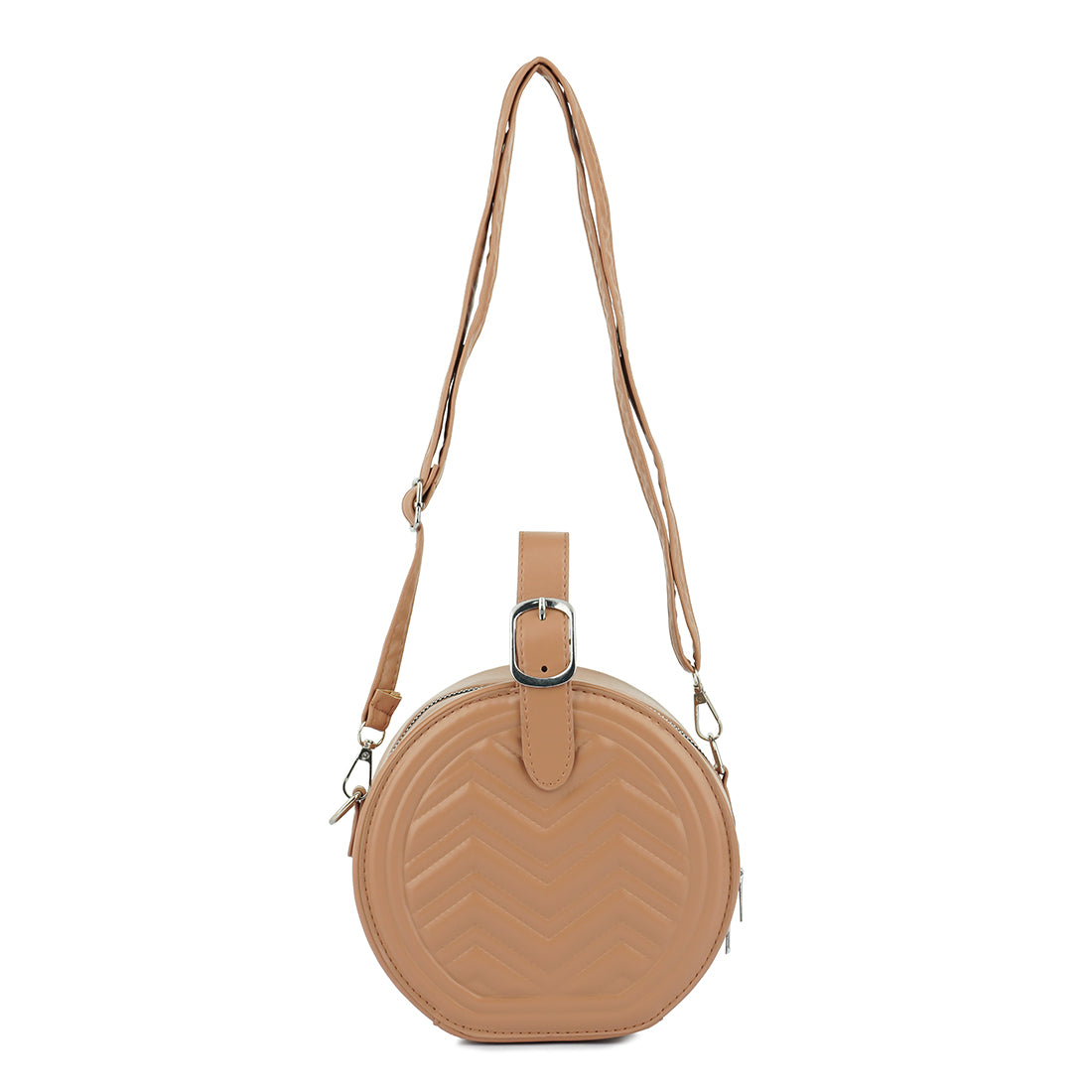 round quilted sling bag#color_tan