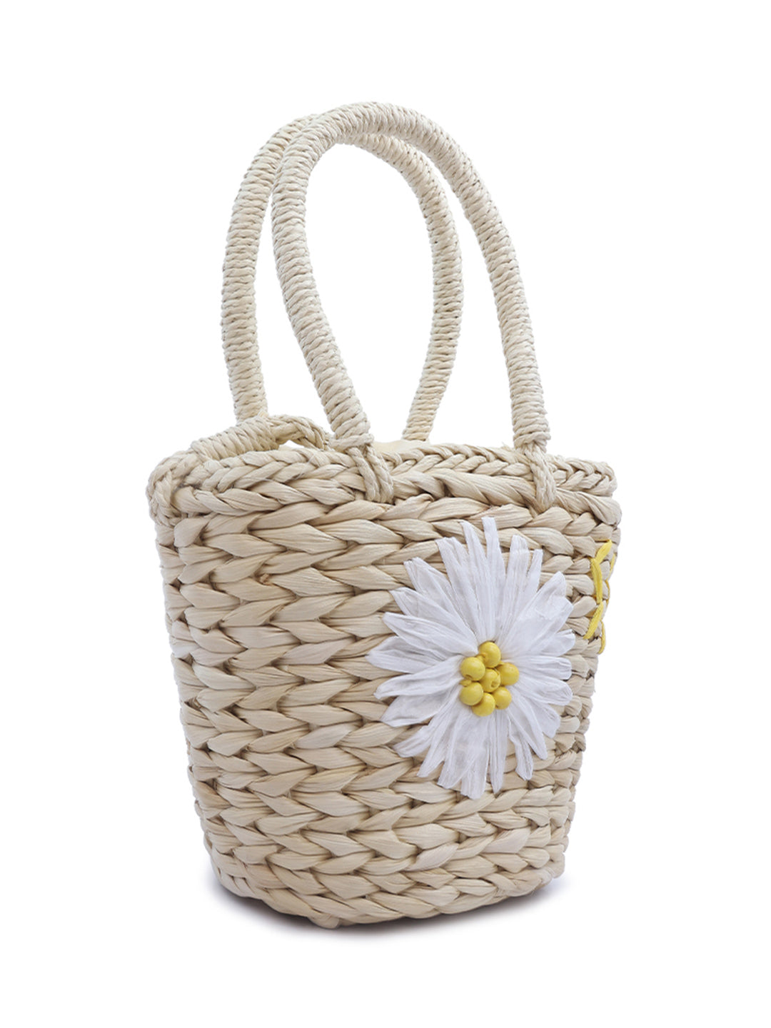 floral woven basket nucket bag#color_beige