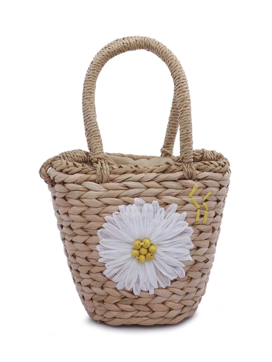 floral woven basket nucket bag#color_khaki