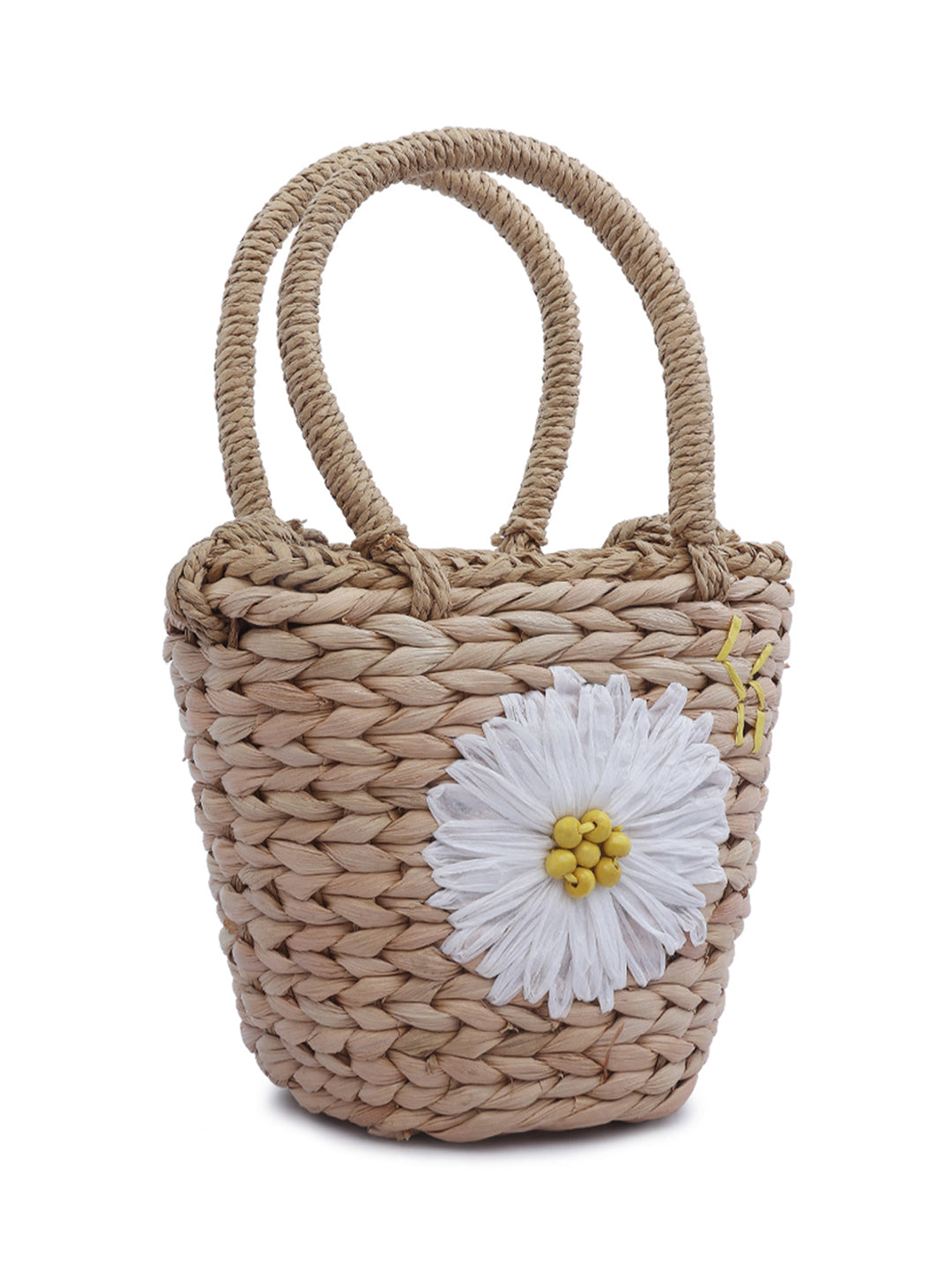 floral woven basket nucket bag#color_khaki
