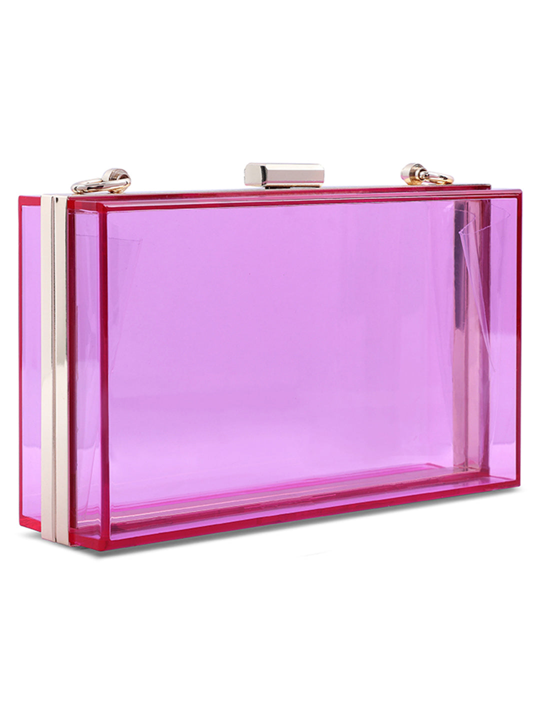 clear rectangle clutch bag#color_fuchsia