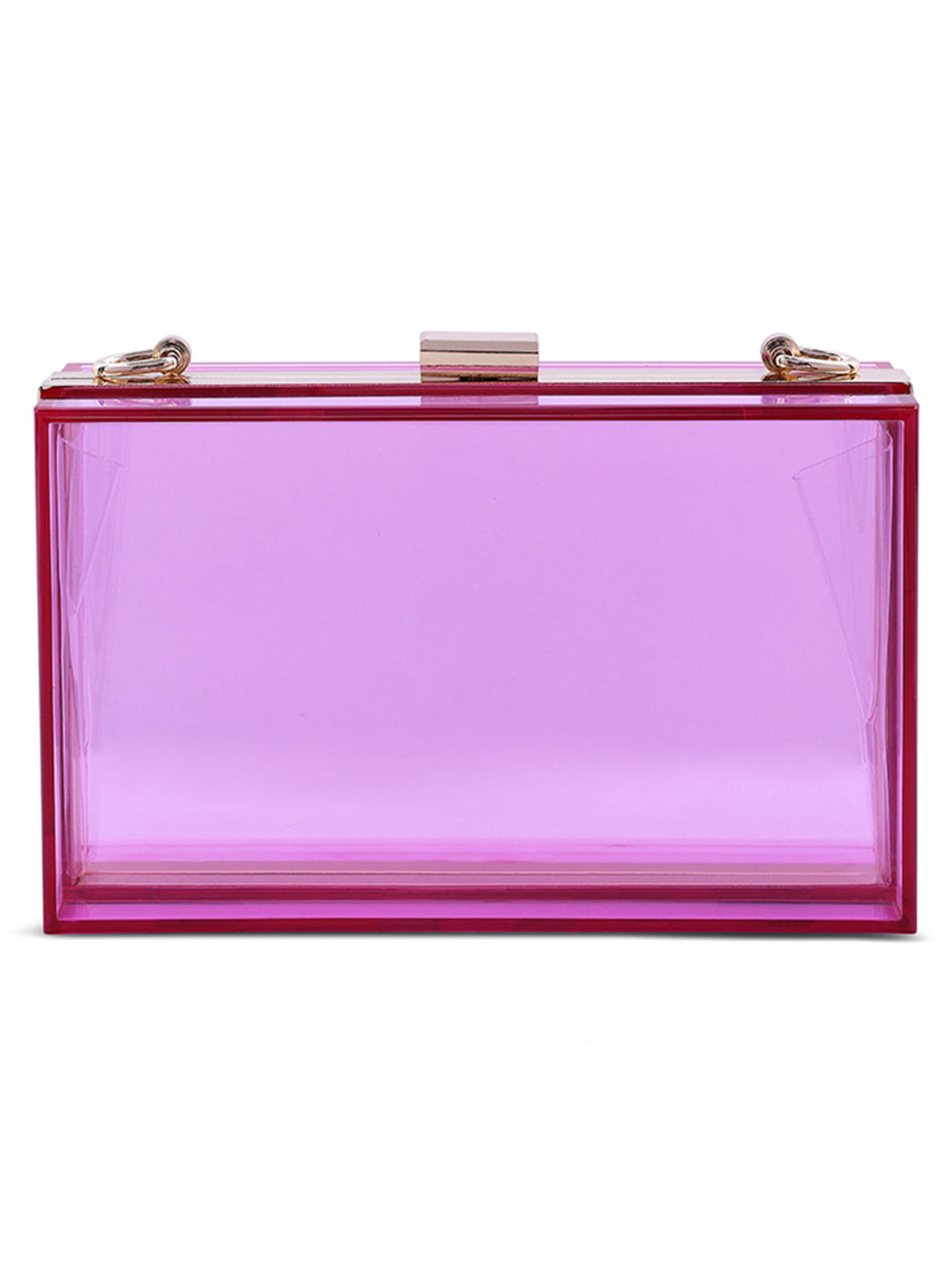 clear rectangle clutch bag#color_fuchsia