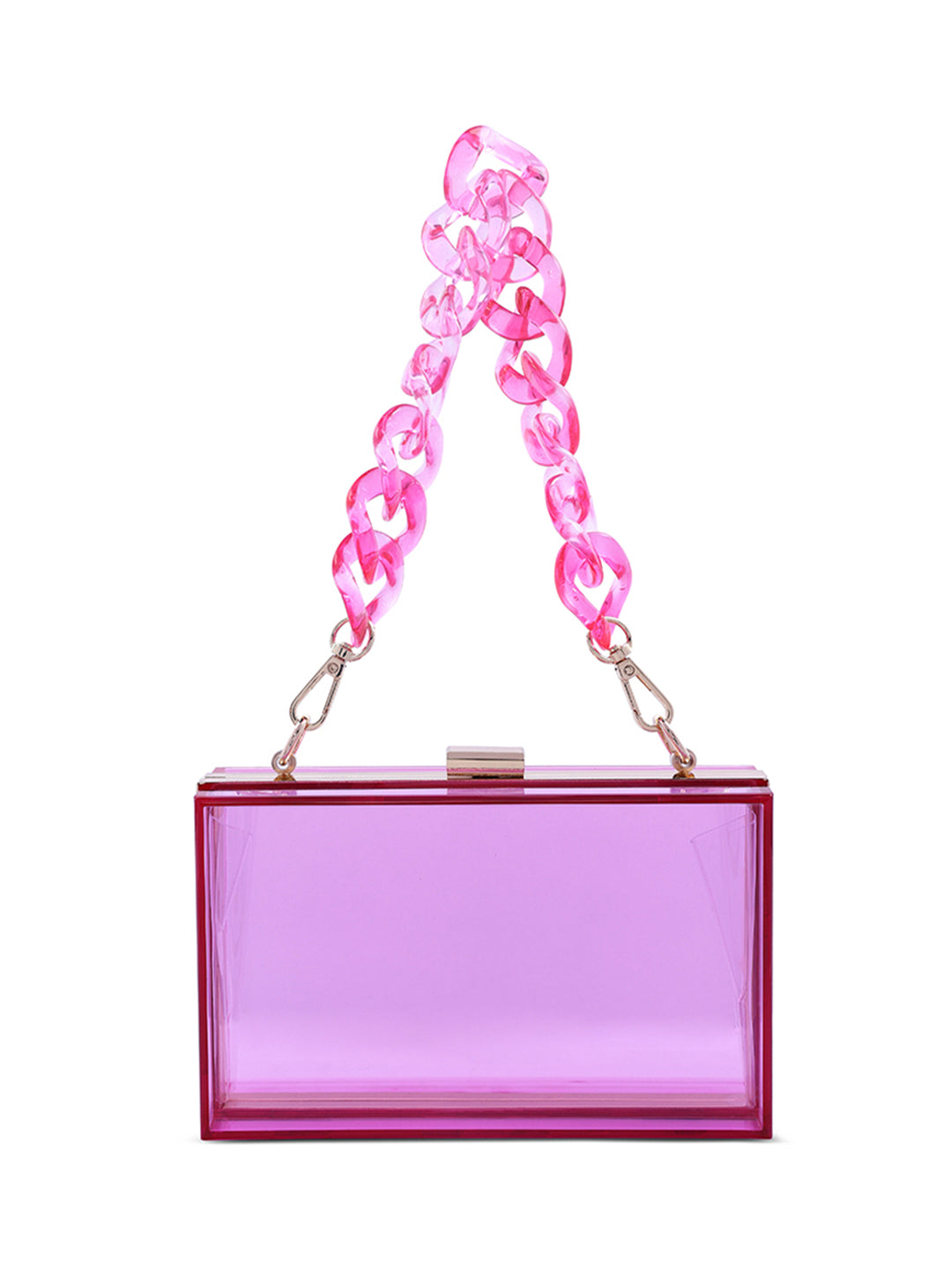 clear rectangle clutch bag#color_fuchsia