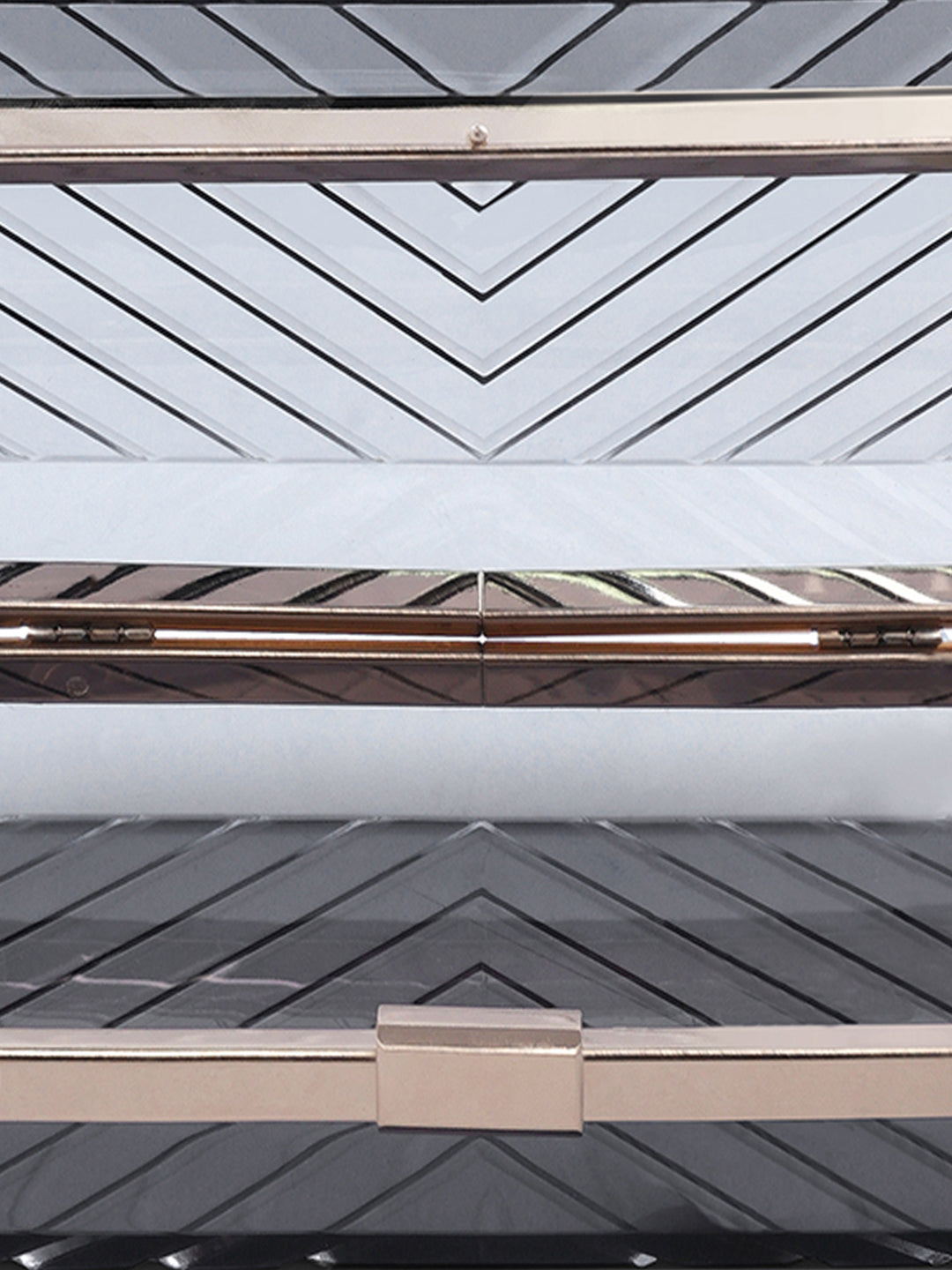 chevron pattern clear clutch bags#color_black