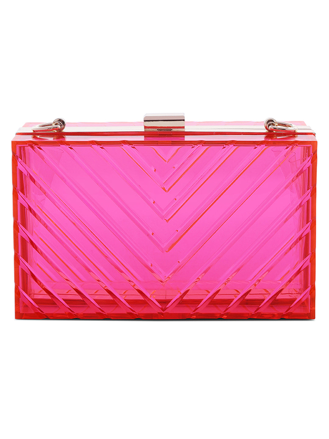 chevron pattern clear clutch bags#color_fuschia