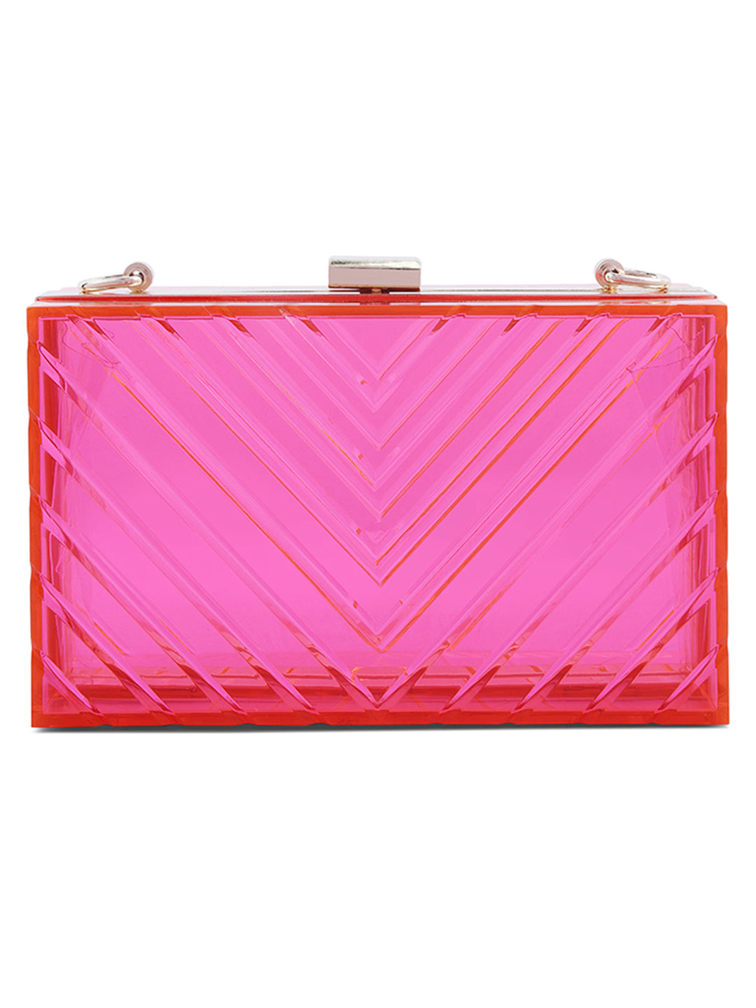 chevron pattern clear clutch bags#color_fuschia