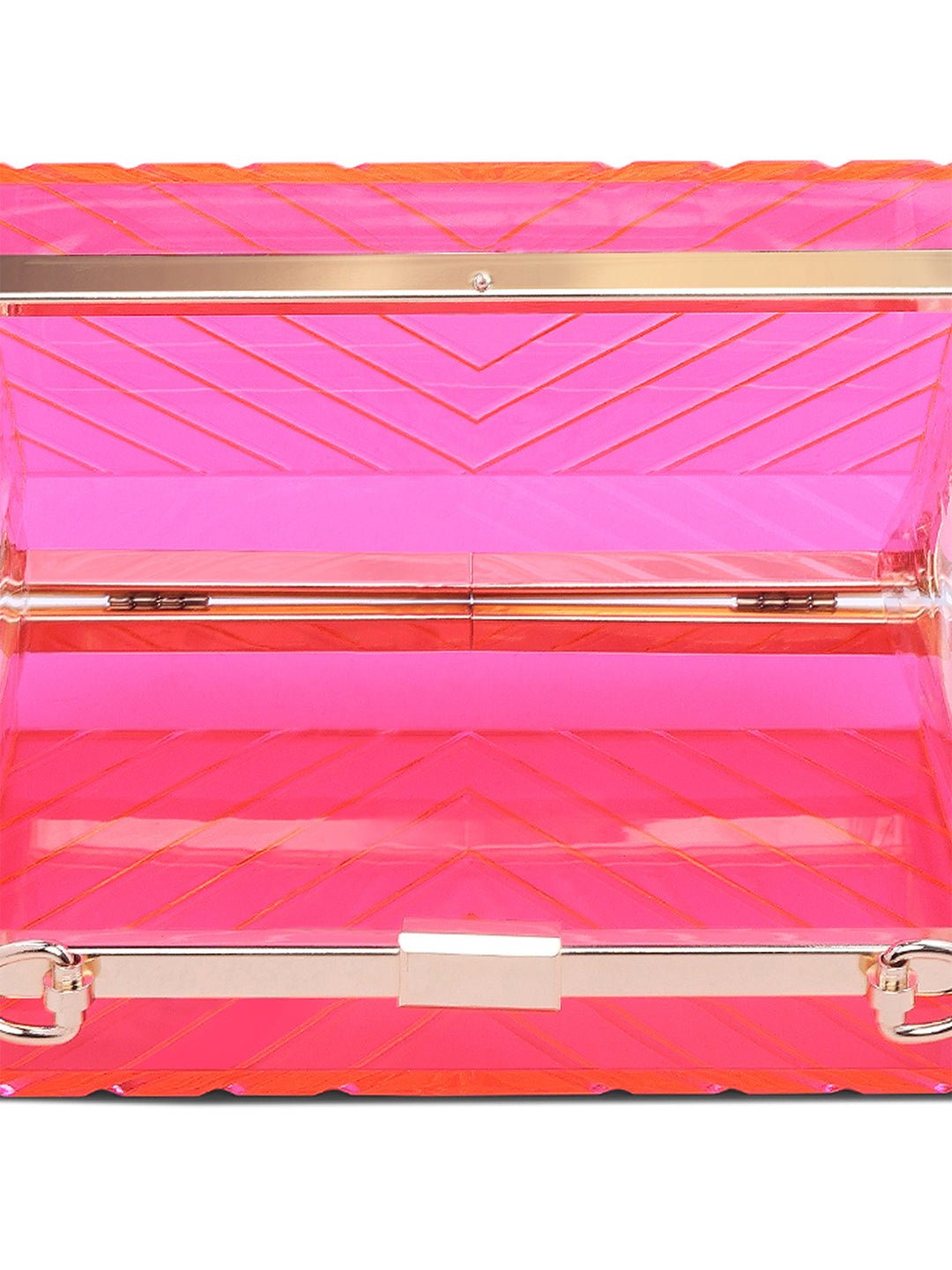 chevron pattern clear clutch bags#color_fuschia