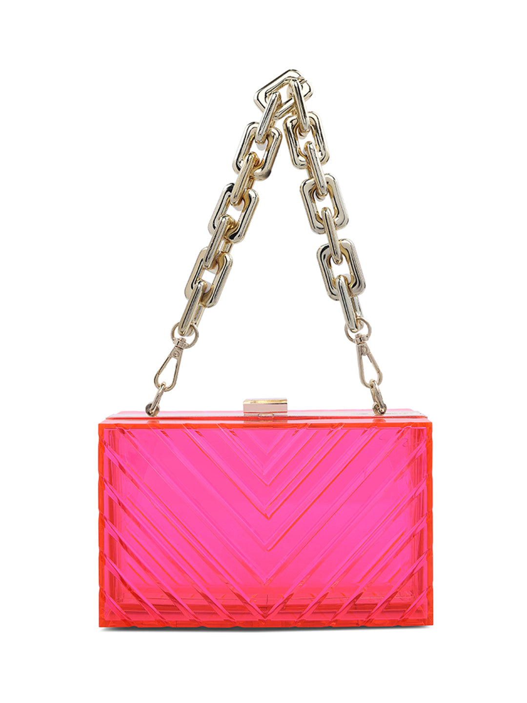 chevron pattern clear clutch bags#color_fuschia