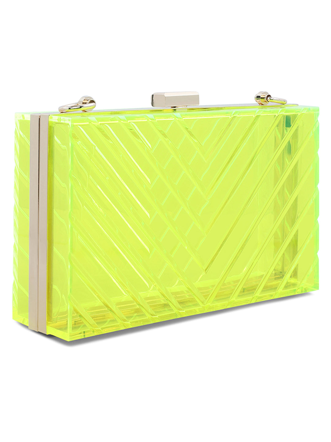 chevron pattern clear clutch bags#color_lime