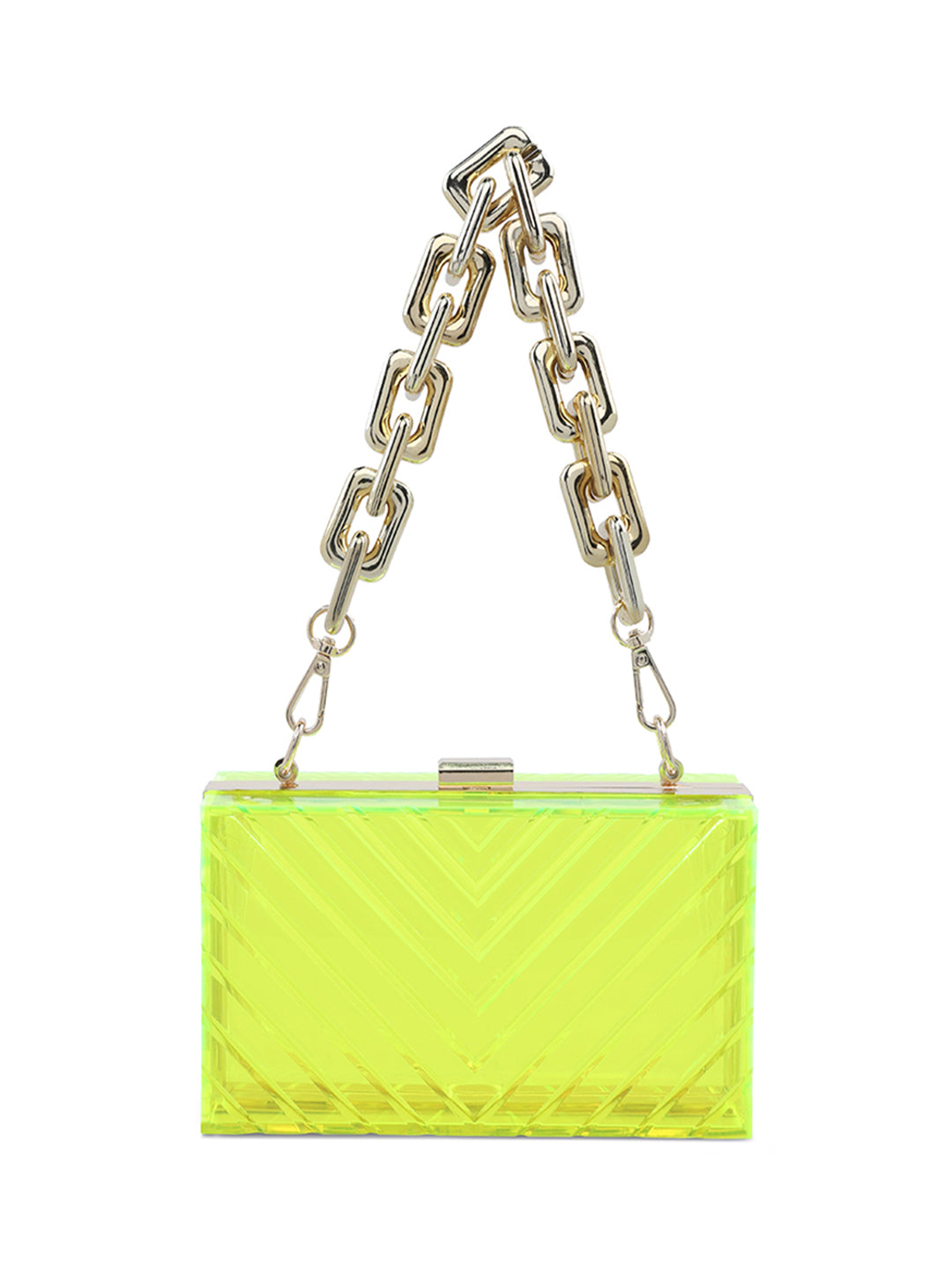 chevron pattern clear clutch bags#color_lime