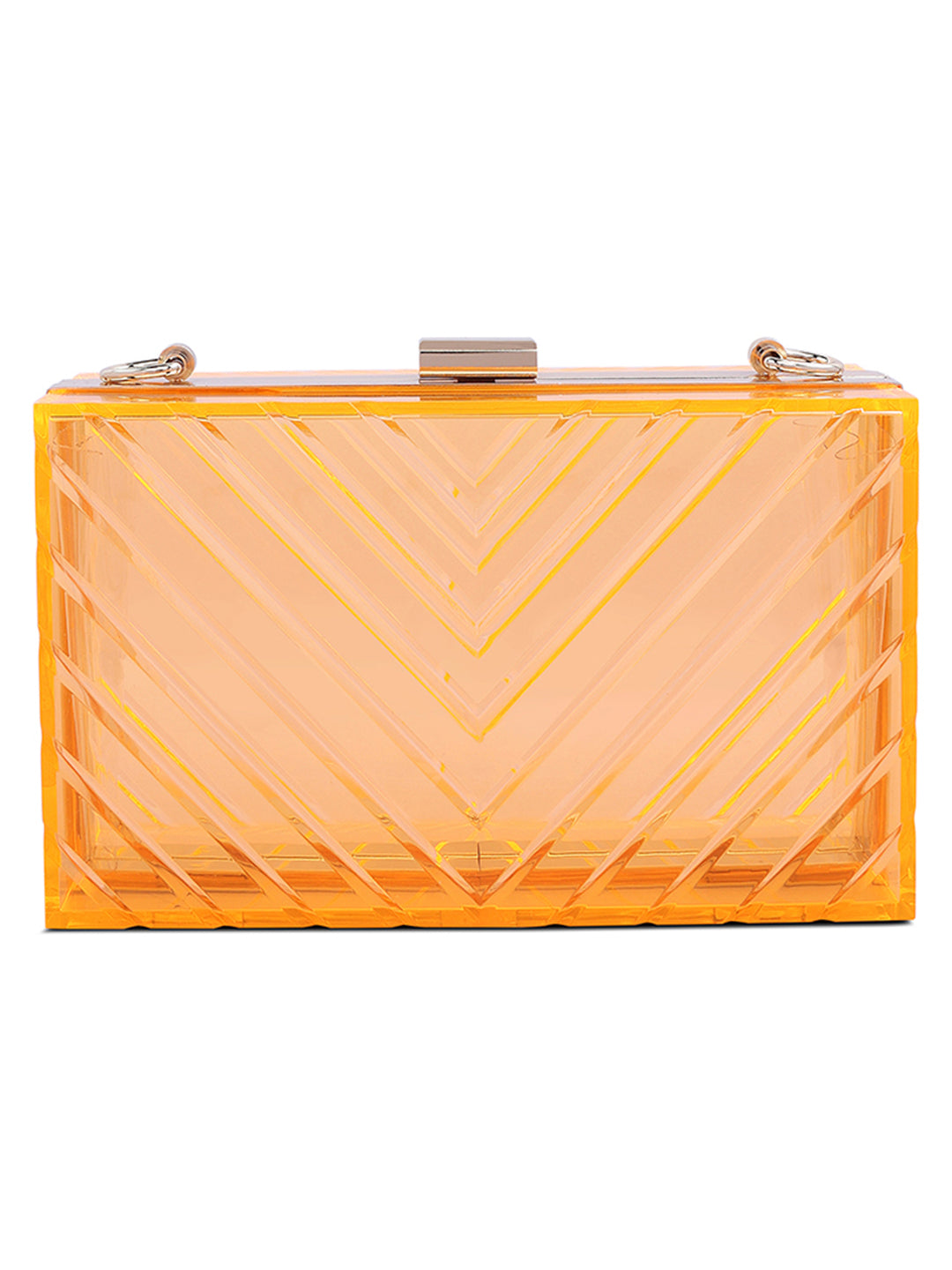chevron pattern clear clutch bags#color_orange