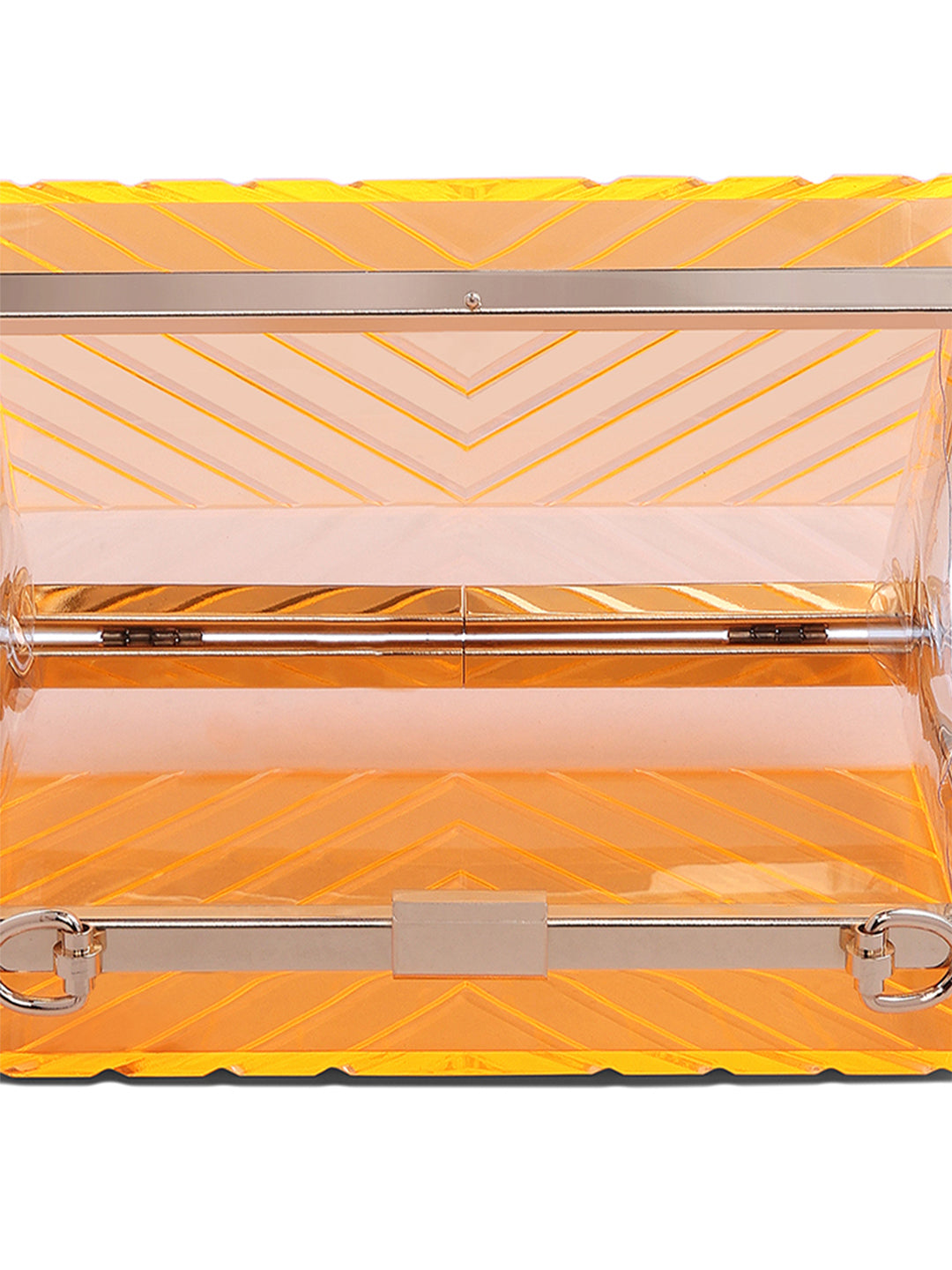 chevron pattern clear clutch bags#color_orange