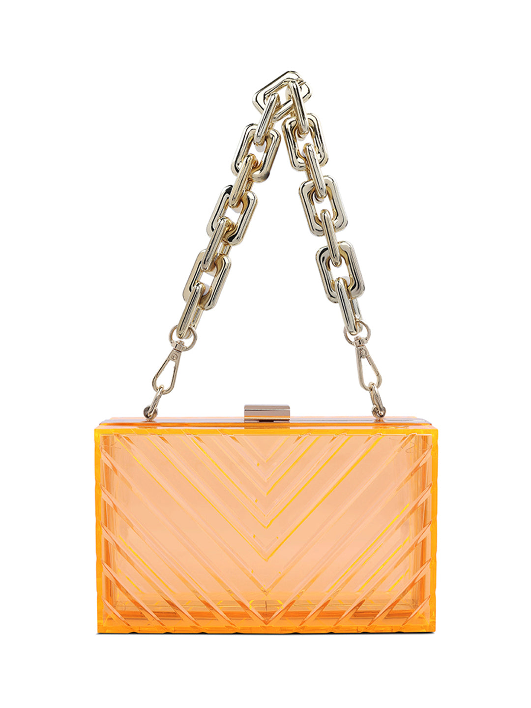 chevron pattern clear clutch bags#color_orange