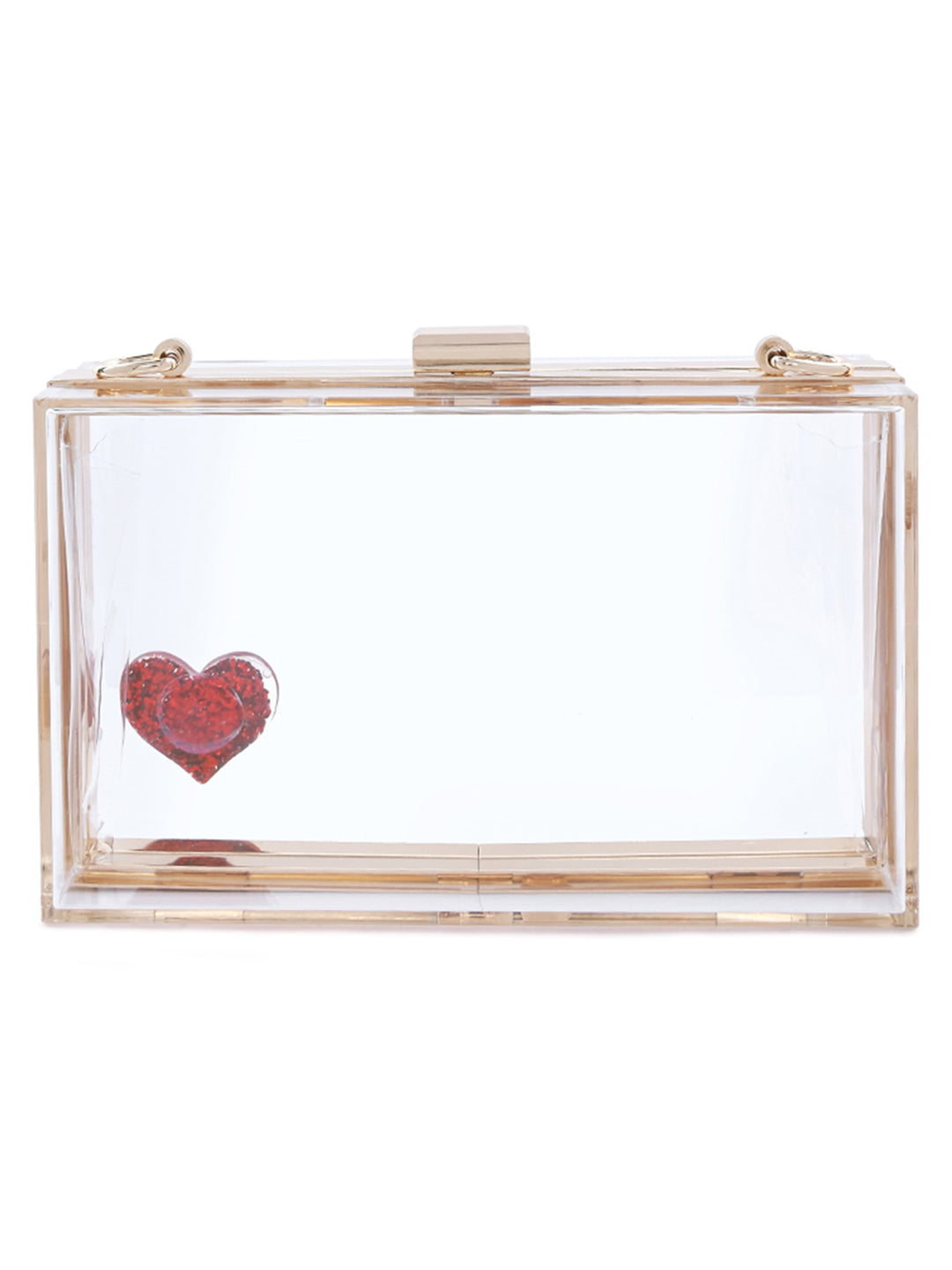 Heart Detail Clear Clutch Bag