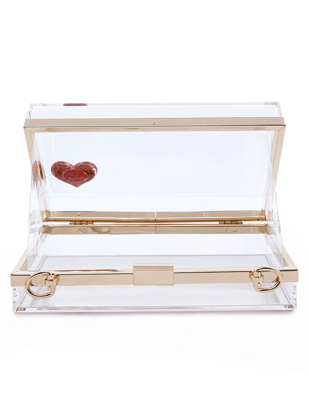 Heart Detail Clear Clutch Bag