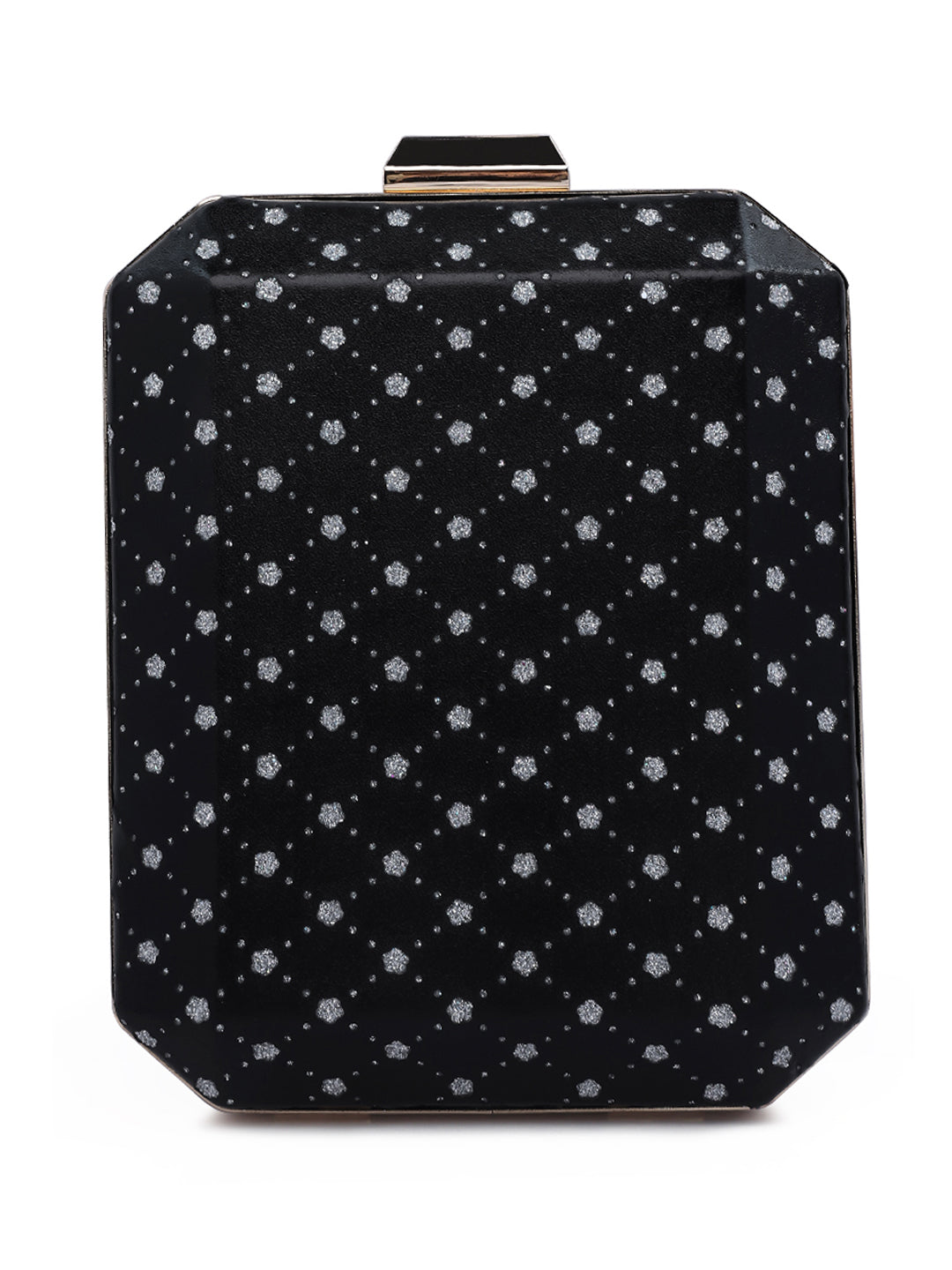 metallic cut out clutch bag#color_black