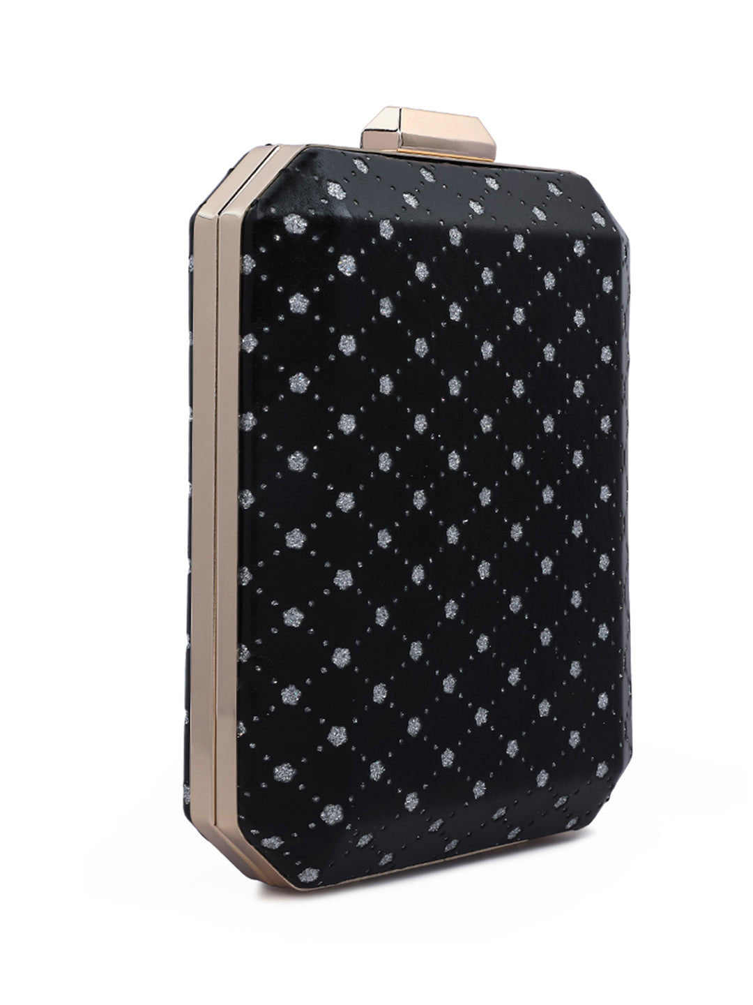 metallic cut out clutch bag#color_black