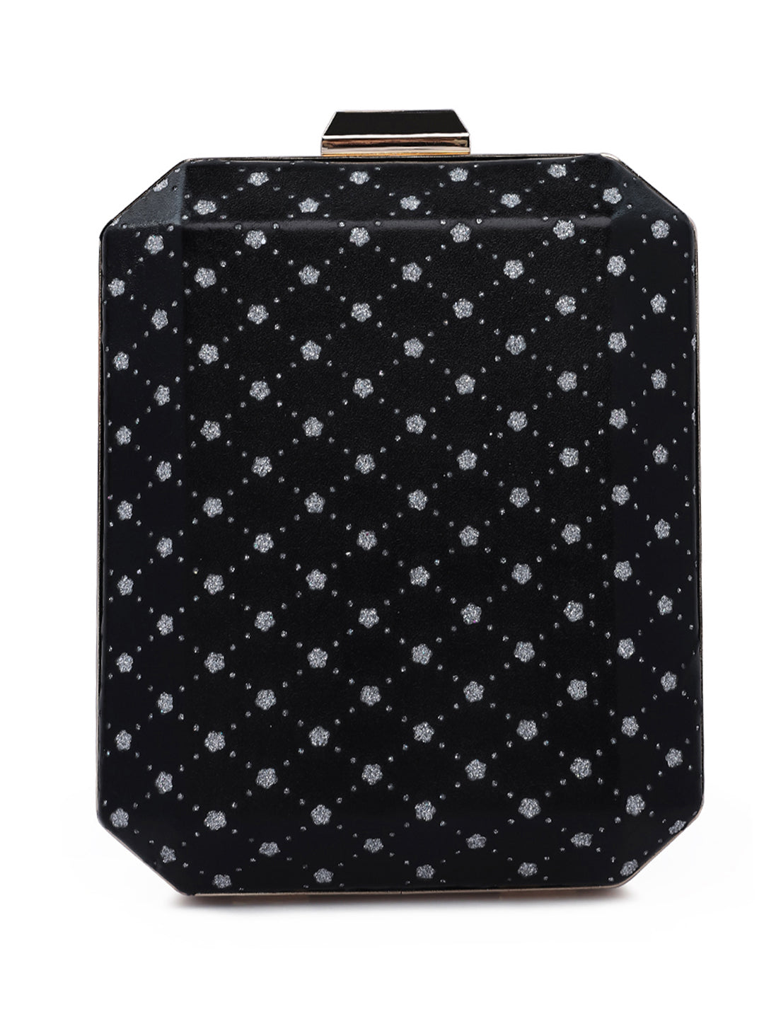 metallic cut out clutch bag#color_black