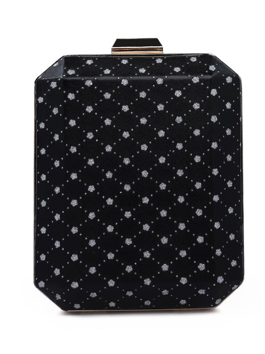 metallic cut out clutch bag#color_black