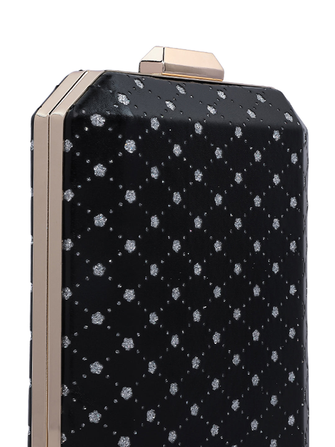 metallic cut out clutch bag#color_black