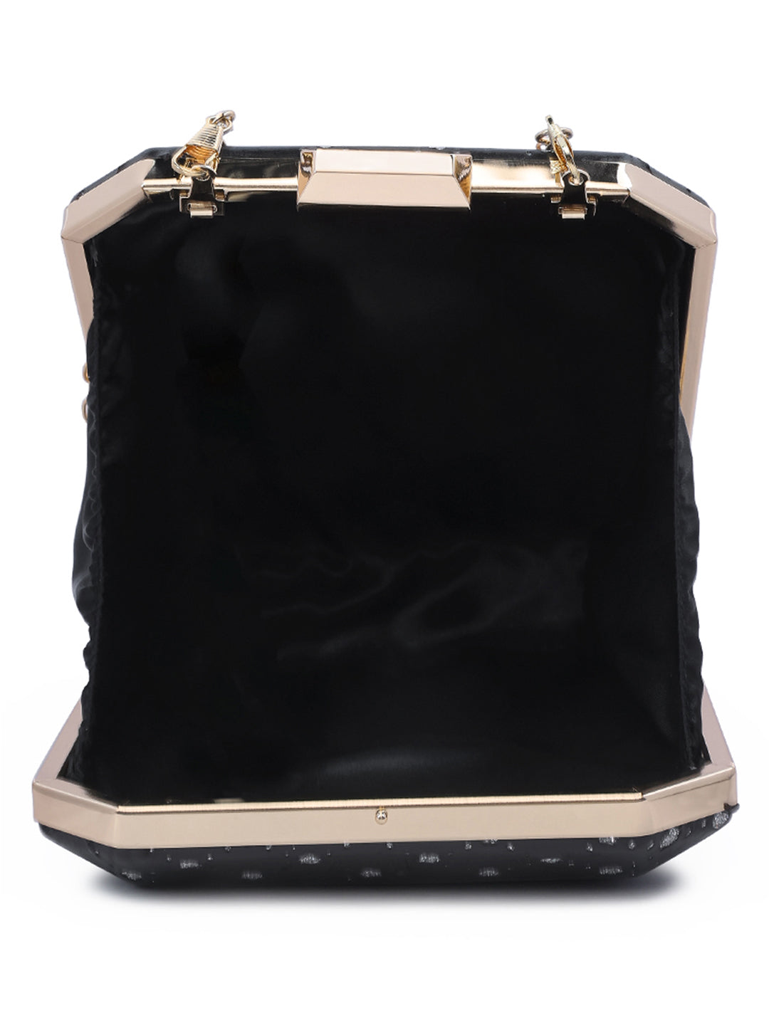 metallic cut out clutch bag#color_black