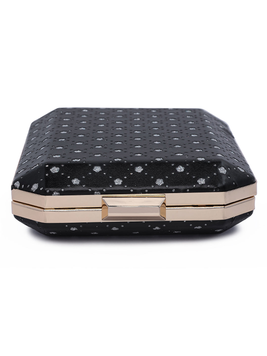 metallic cut out clutch bag#color_black