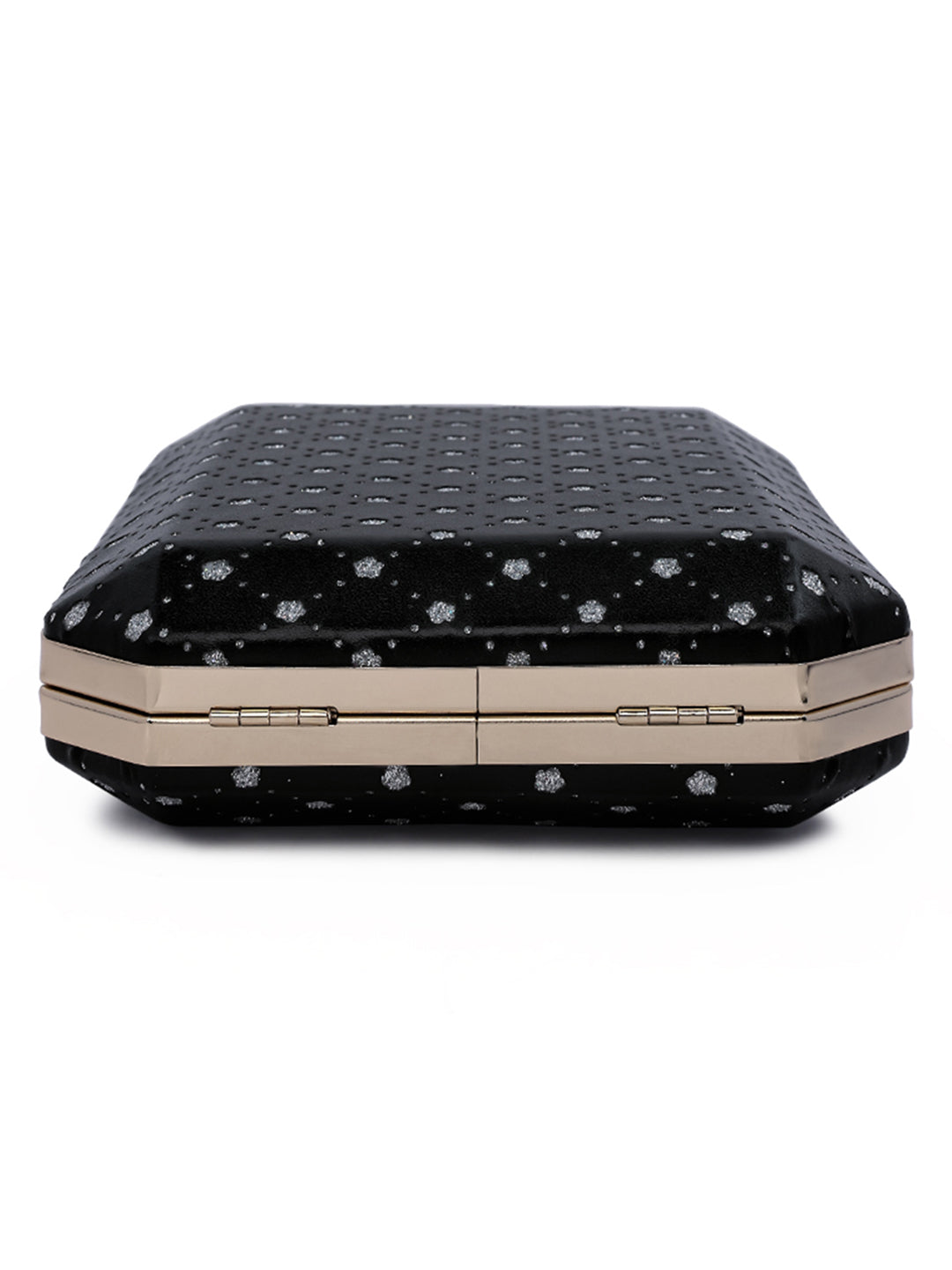 metallic cut out clutch bag#color_black