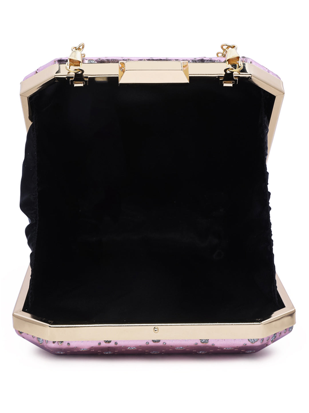 metallic cut out clutch bag#color_pink