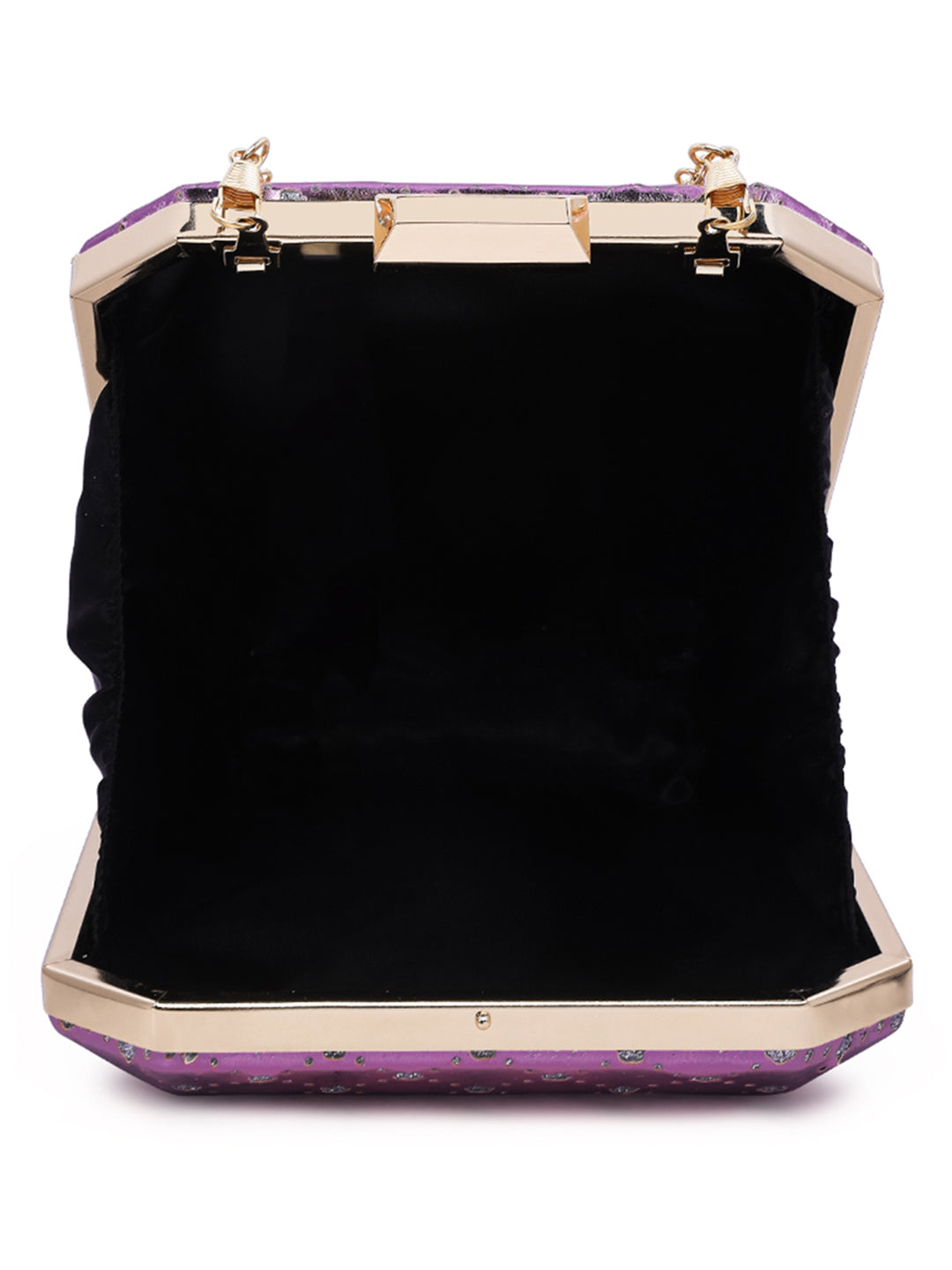 metallic cut out clutch bag#color_purple