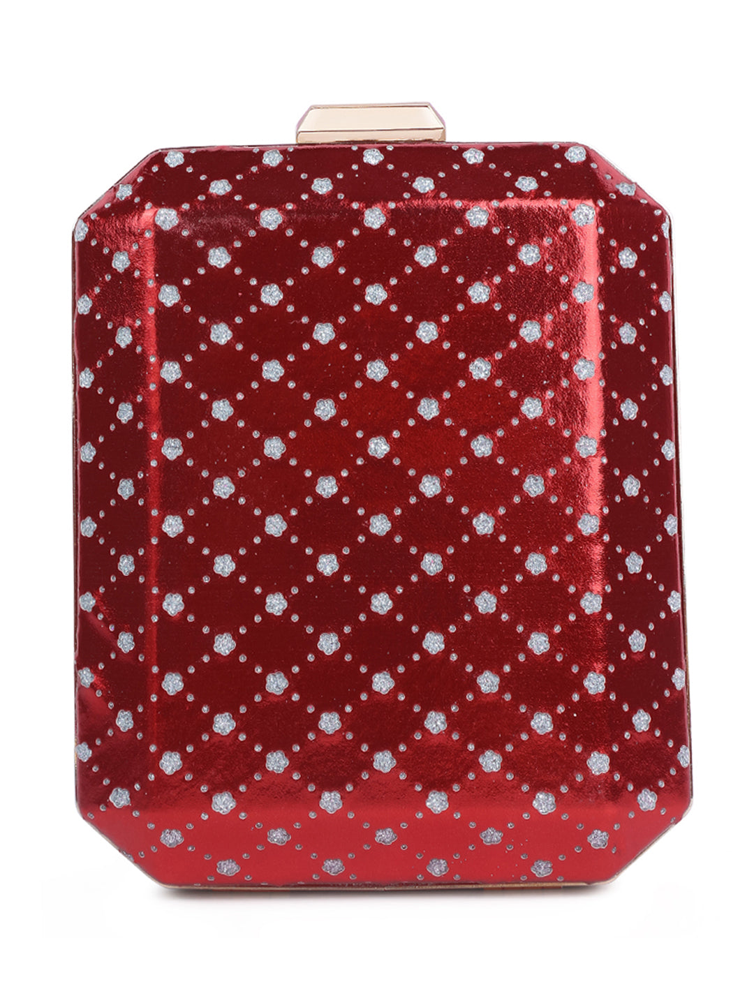 metallic cut out clutch bag#color_red