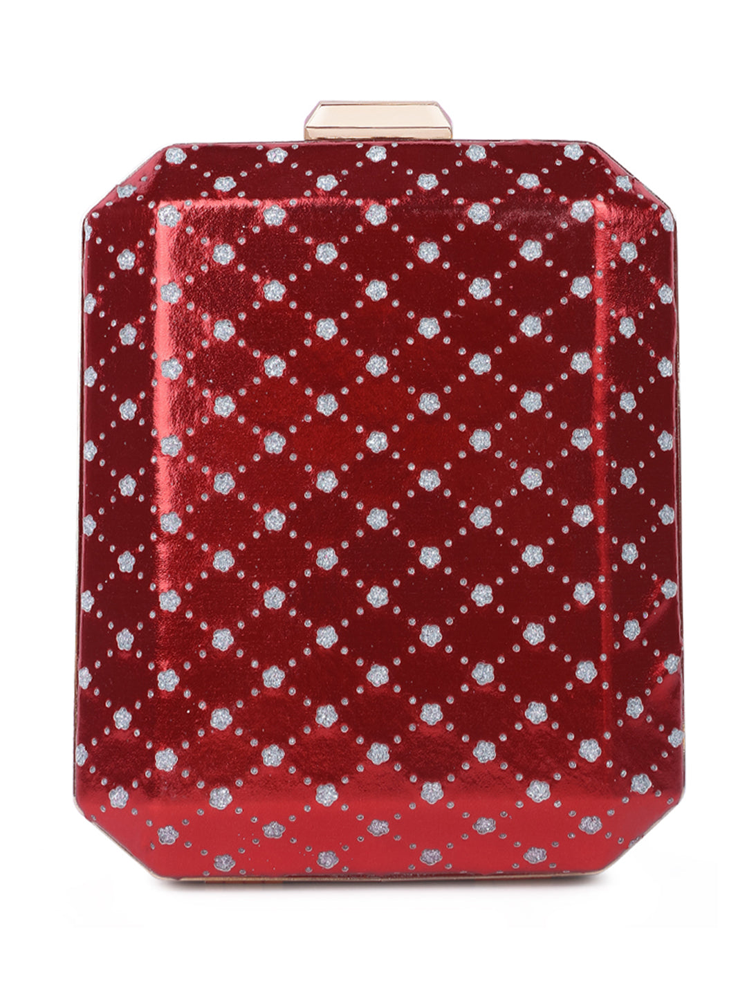 metallic cut out clutch bag#color_red