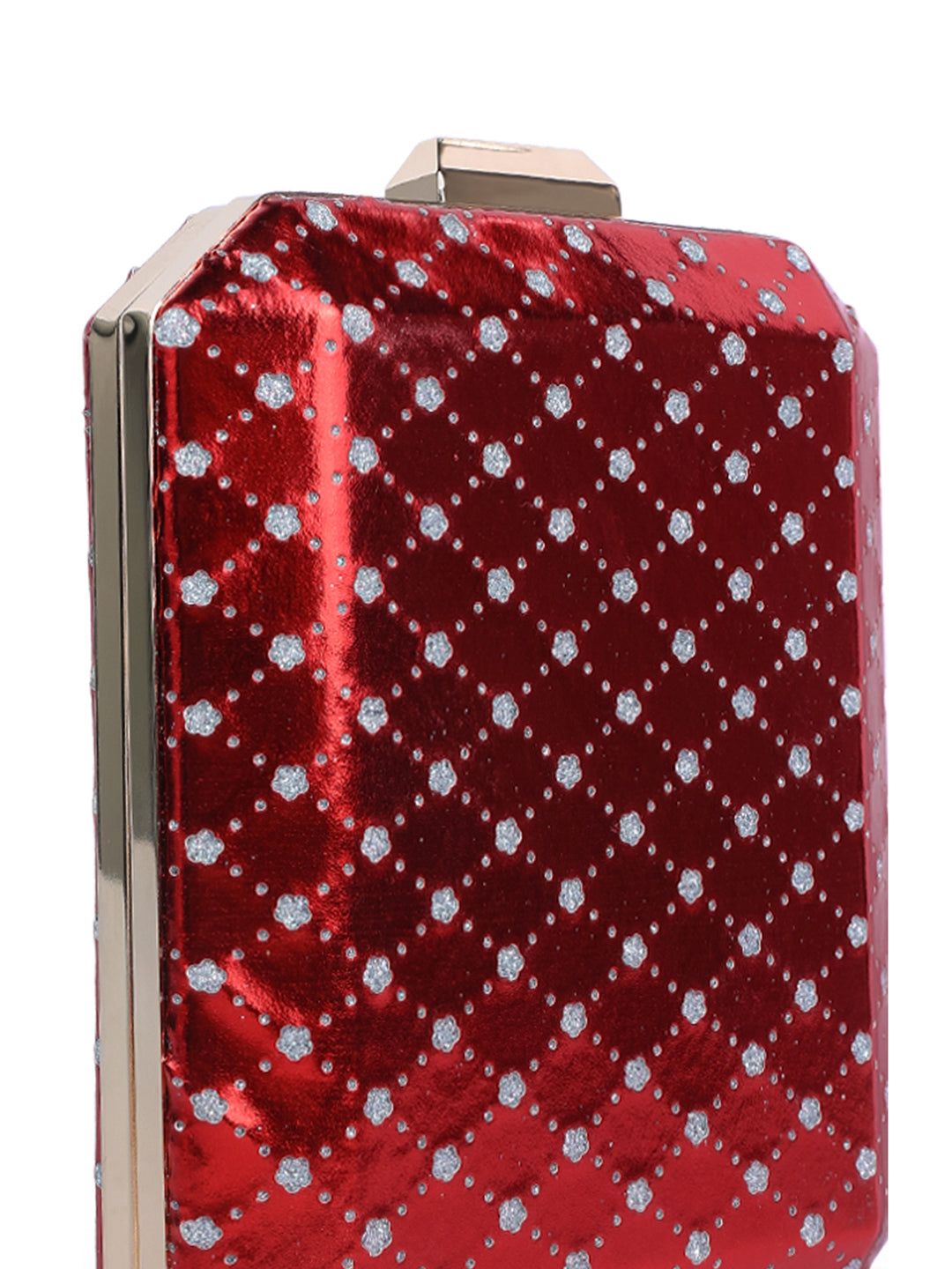 metallic cut out clutch bag#color_red