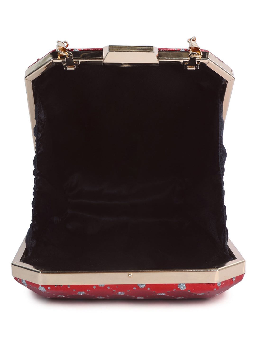 metallic cut out clutch bag#color_red