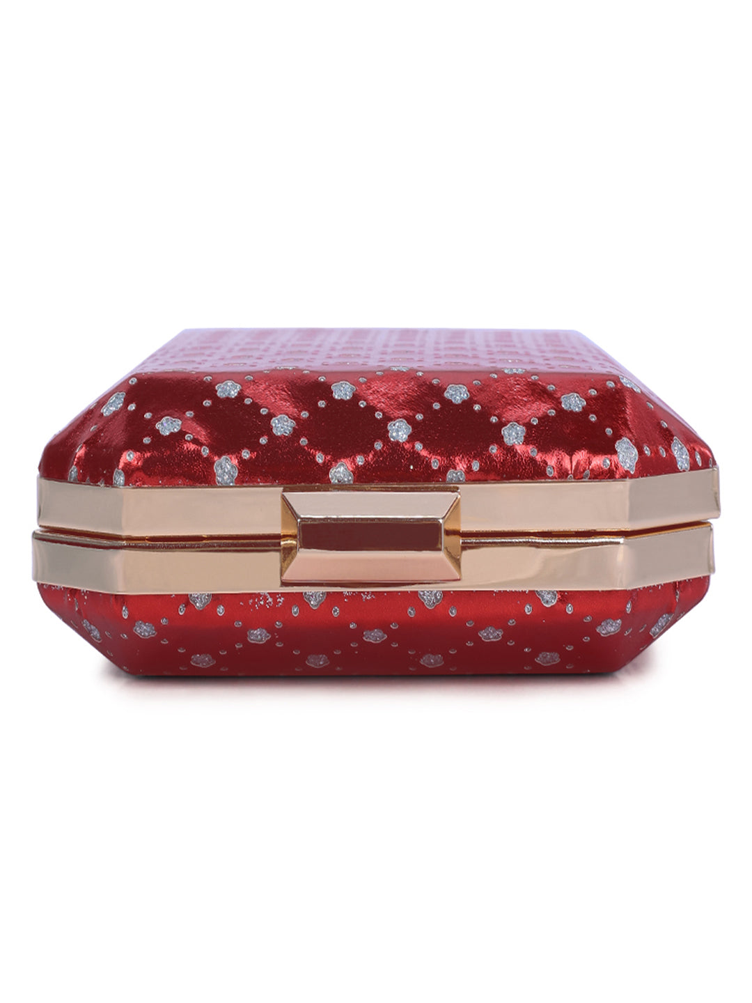 metallic cut out clutch bag#color_red