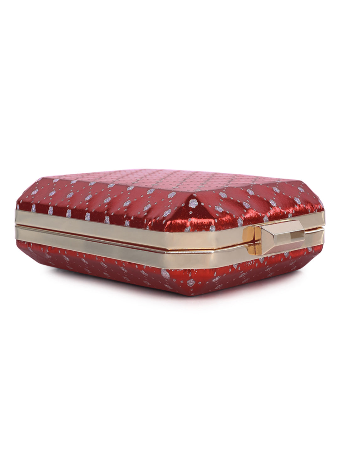 metallic cut out clutch bag#color_red