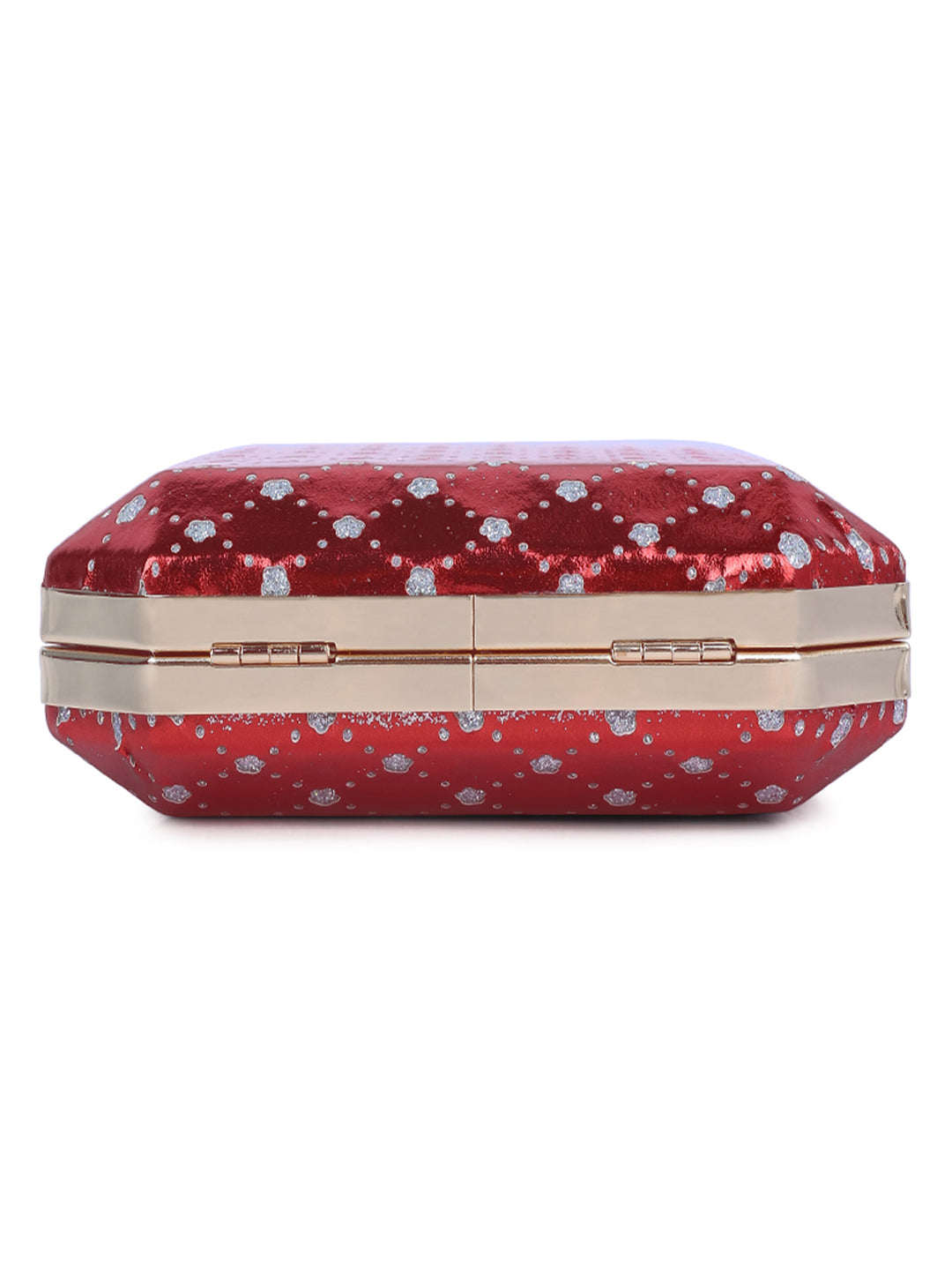 metallic cut out clutch bag#color_red