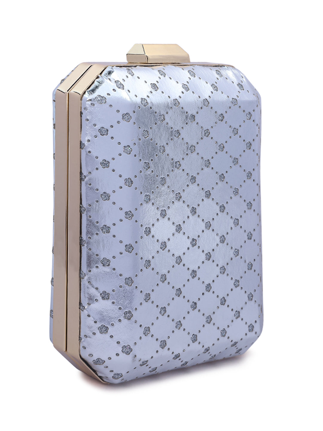 metallic cut out clutch bag#color_silver